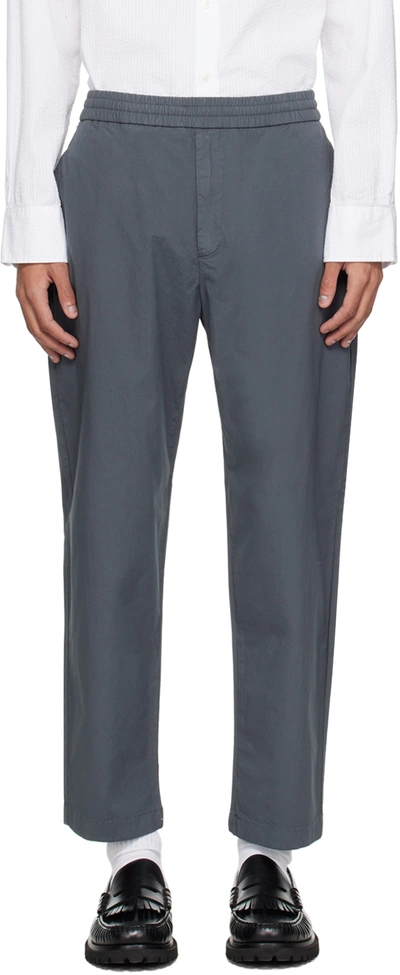 Shop Officine Generale Gray Walter Trousers In Charcoal