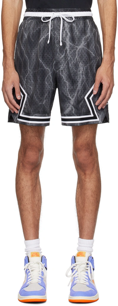 Shop Nike Black Aop Sport Diamond Shorts In Black/white/white