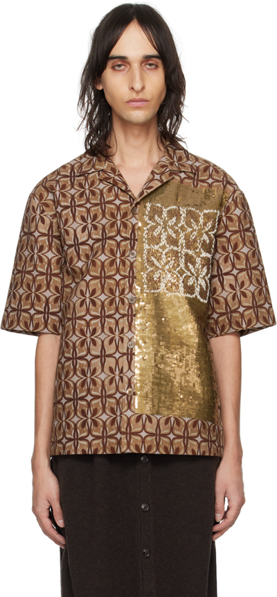 Shop Dries Van Noten Brown Sequin Shirt In 703 Brown