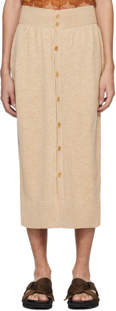 Shop Dries Van Noten Beige Buttoned Skirt In 102 Camel