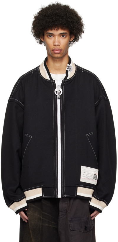 Shop Miharayasuhiro Black Big Zip Bomber Jacket
