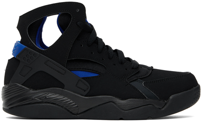 Shop Nike Black & Blue Air Flight Huarache Sneakers In Black/lyon Blue-blac
