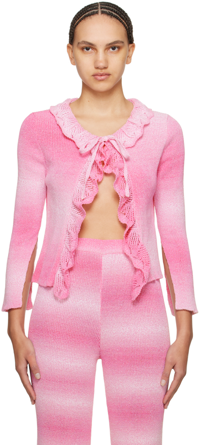 Shop Msgm Pink Self-tie Cardigan In 12 Pink