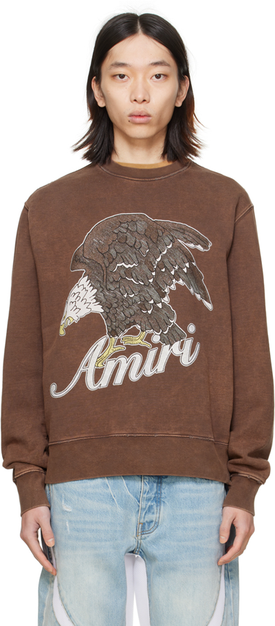 Shop Amiri Brown Eagle Sweatshirt In Slate Black