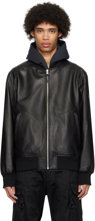 Shop Mackage Black Easton Reversible Leather Jacket