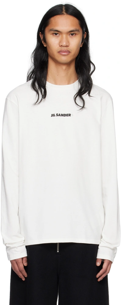 Shop Jil Sander White Oversized Long Sleeve T-shirt In 102 Porcelain