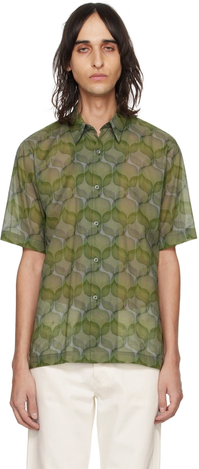 Shop Dries Van Noten Green Graphic Shirt In 604 Green