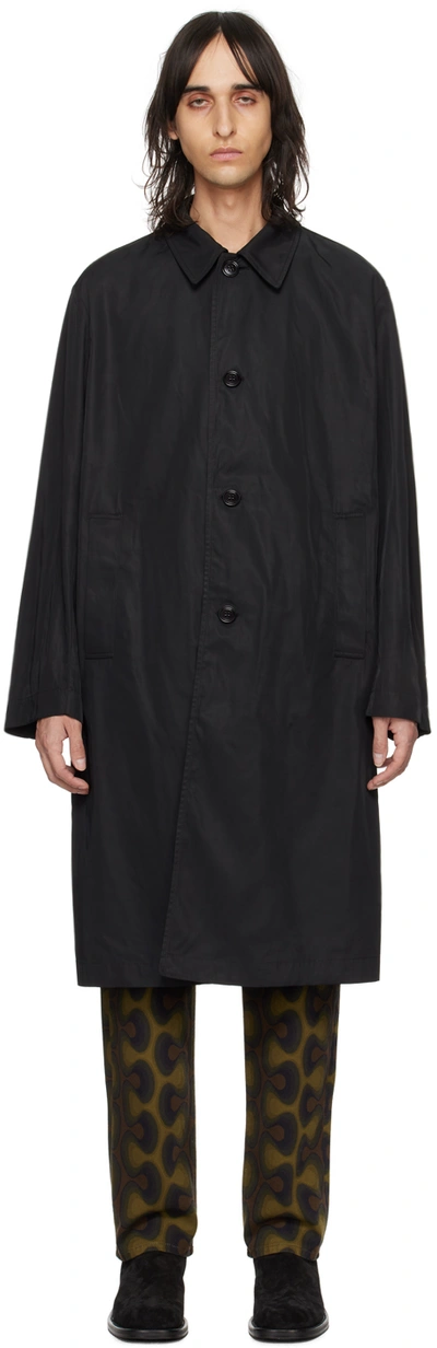 Shop Dries Van Noten Black Single-breasted Coat In 900 Black