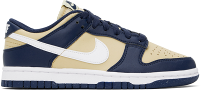 Shop Nike Navy & Beige Dunk Low Next Nature Sneakers In Midnight Navy/white