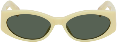 Shop Jacquemus Yellow 'les Lunettes Ovalo' Sunglasses In Yellow/yellow Gold