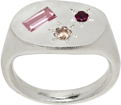 Shop Seb Brown Silver & Pink Xl Neapolitan Ring