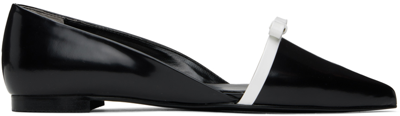 Shop Kimhēkim Black & White Gabriel Pointy-toe Leather Ballerina Flats In Black/white