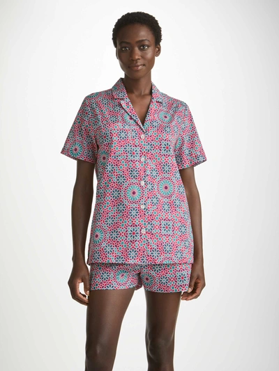 Shop Derek Rose Women's Short Pyjamas Ledbury 69 Cotton Batiste Pink