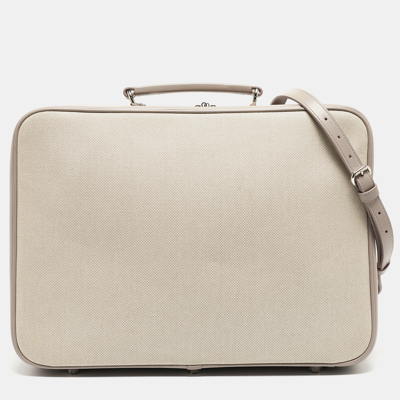 Pre-owned Dior Beige/lilac Canvas And Leather Nappy Suitcase