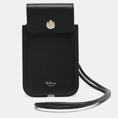 Pre-owned Mulberry Black Leather Strap Phone Case