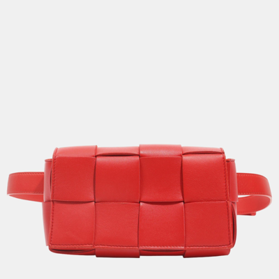 Pre-owned Bottega Veneta Womens Cassette Belt Bag Red