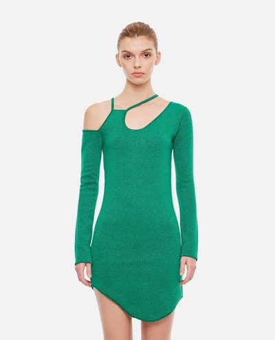 Shop Jw Anderson J.w. Anderson Cut Out Detail Asymmetric Dress In Green