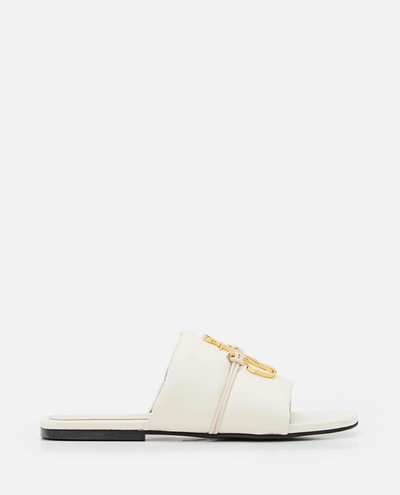Shop Jw Anderson J.w. Anderson Anchor Logo Leather Slides In White