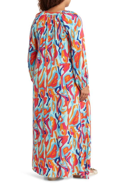 By Design Lauren Printed Long Sleeve Maxi Dress In Lava Leopard