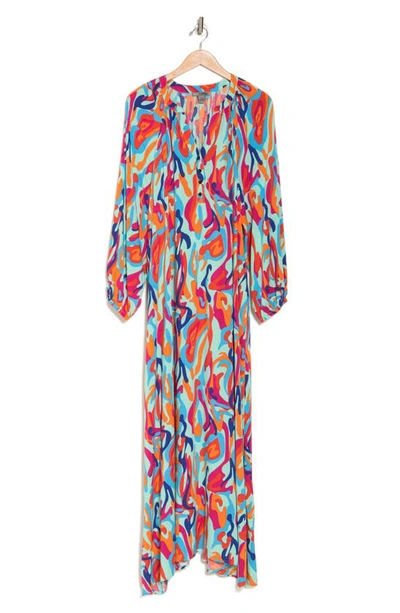By Design Lauren Printed Long Sleeve Maxi Dress In Lava Leopard