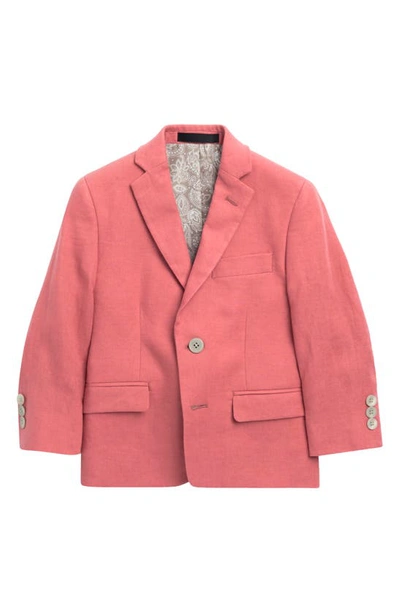 Shop Ralph Lauren Kids' Two-button Notch Collar Linen Suit Jacket In Red