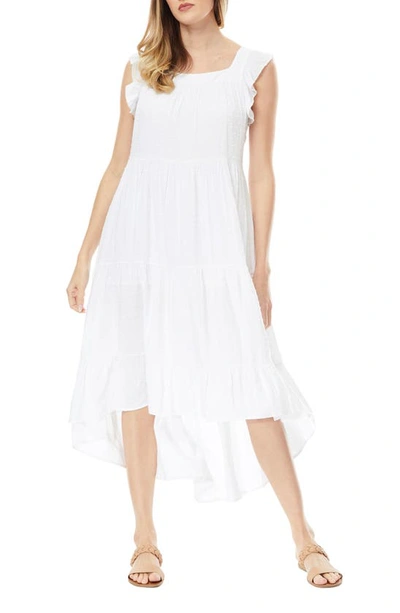 Shop By Design Valery Clip Dot Tiered High/low Dress In Bright White