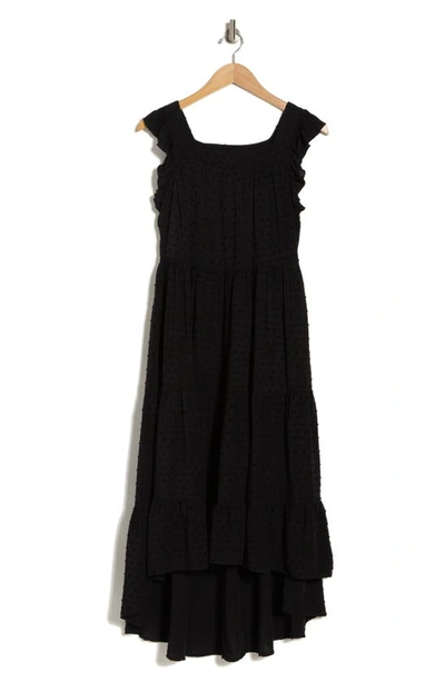 By Design Valery Clip Dot Tiered High/low Dress In Black