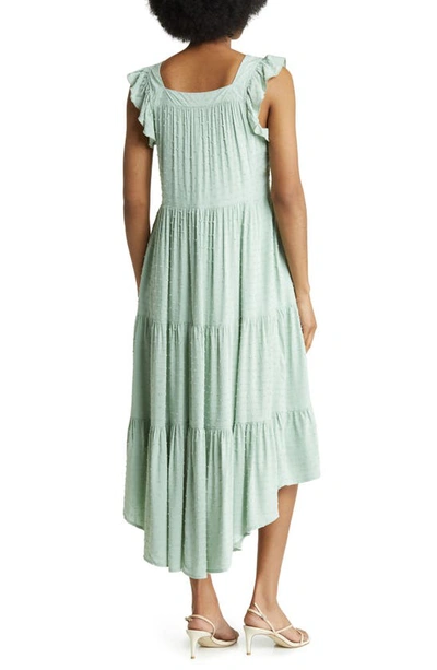 By Design Valery Clip Dot Tiered High/low Dress In Frosty Green