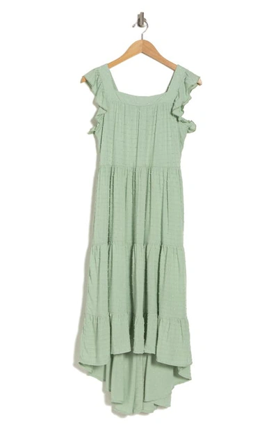By Design Valery Clip Dot Tiered High/low Dress In Frosty Green