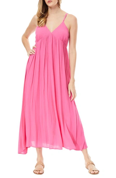 Shop By Design Sasha Crinkle Maxi Dress In Shocking Pink