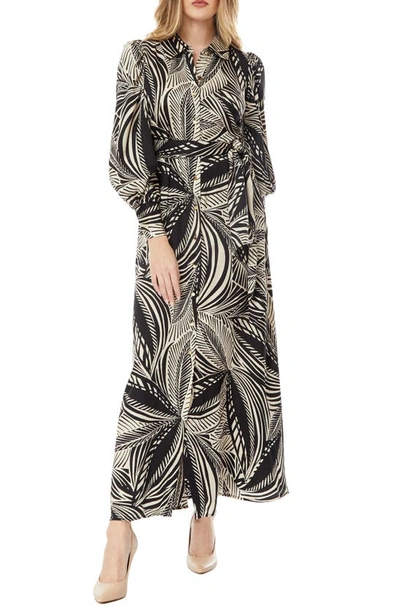 Shop By Design Haiti Long Sleeve Maxi Dress In Palm Print