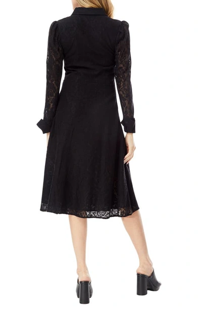 Shop By Design Ellen Lace Long Sleeve Shirtdress In Black