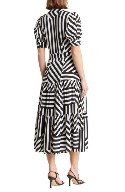 Shop By Design Grace Button Front Midi Dress In Geo Stripe