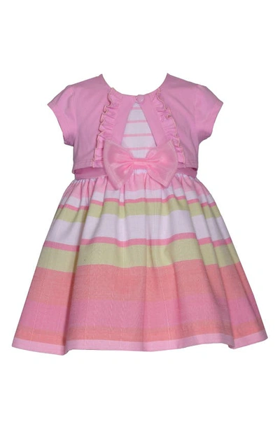 Shop Iris & Ivy Stripe Sleeveless Dress & Cardigan Sweater Set In Pink