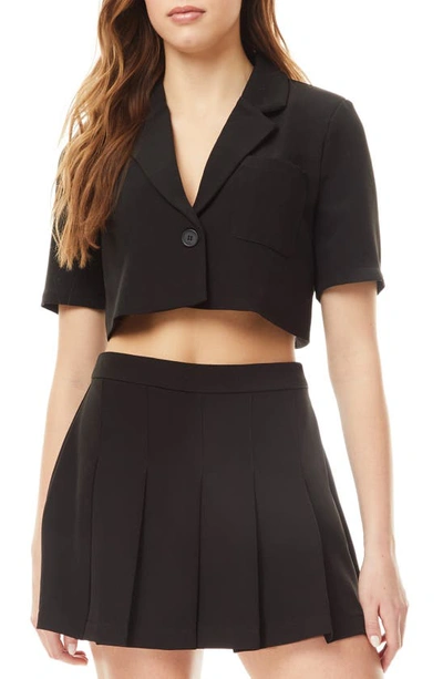 Shop Love By Design Ryder Short Sleeve Blazer Top In Black