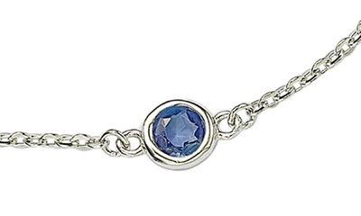 Suzy Levian Sterling Silver Blue Sapphire 5-stone Station Necklace In Blue