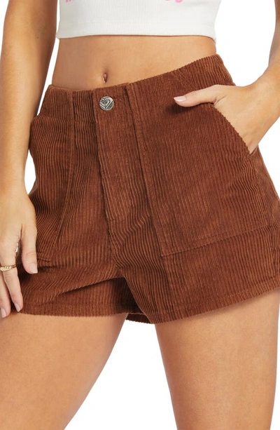 Shop Roxy Sessions Cotton Corduroy Shorts In Sorrel Horse