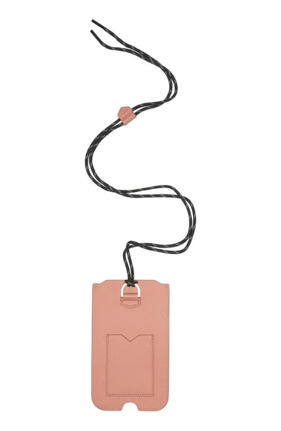 Shop Allsaints Cybelle Leather Phone Holder On A Lanyard In Terracotta Pink