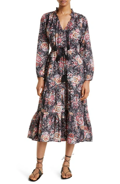 Shop Mille Astrid Floral Long Sleeve Cotton Dress In Bloomsbury