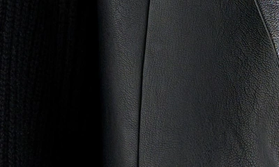 Shop Splendid Adina Faux Leather & Rib Sleeve Blazer In Black