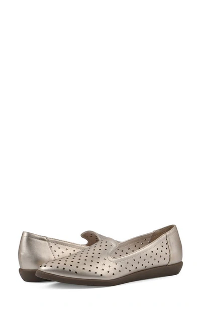 Shop Cliffs By White Mountain Melodic Perforated Loafer In Platino/ Metallic/ Smooth