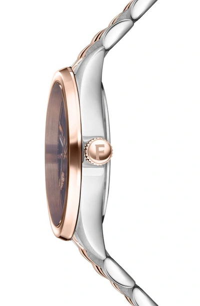 Ferragamo Classic Two-tone Guilloche Dial Bracelet Watch, 38mm In Two Tone Blue