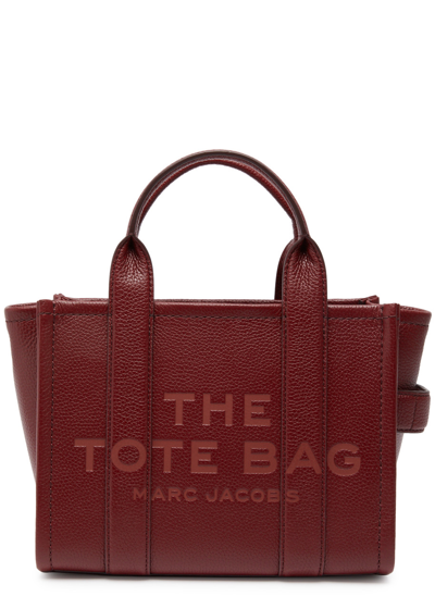 Shop Marc Jacobs The Tote Small Leather Tote In Burgundy