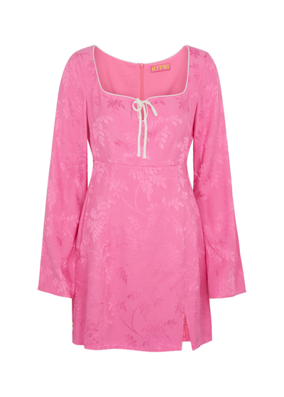 Shop Kitri Elspeth Floral-jacquard Mini Dress In Pink