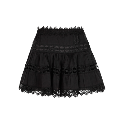 Shop Charo Ruiz Greta Lace-trim Cotton-blend Mini Skirt, Mini Skirt, Black