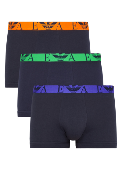 Shop Armani Collezioni Stretch-cotton Trunks In Multicoloured