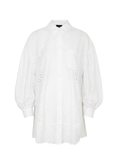 Shop Simone Rocha Broderie Anglaise Cotton Shirt Dress In White