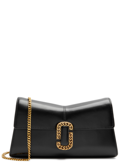Shop Marc Jacobs The St Marc Leather Clutch In Black