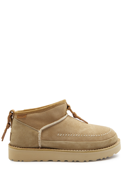 Shop Ugg Ultra Mini Crafted Regenerate Suede Ankle Boots In Sand