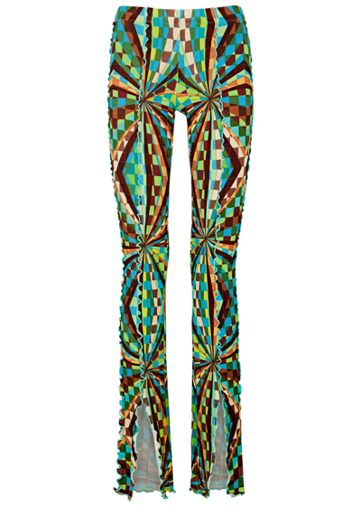 Shop Siedres Printed Flared-leg Stretch-jersey Trousers In Multicoloured